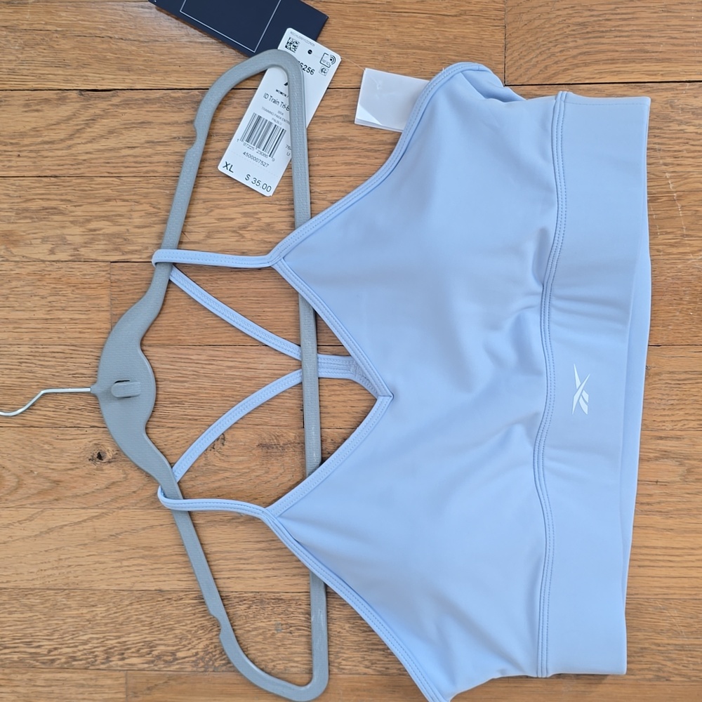 REEBOK SIGNATURE BRAND WOMEN'S LIGHT BLUE SPORTS BRA SIZE XL